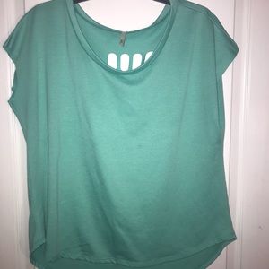 Teal blouse with with cross made into the back